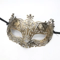 Vintage bronze masquerade mask with ornate filigree and black ribbons for Halloween - Fox / Antique Copper
