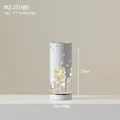 Small illuminated Christmas glass tree ornament with warm LED stars and hollowed house design - MZ-23168S Small White