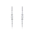 Elegant S925 silver star and moon tassel drop earrings with sparkling zircon stones - Silver - Star Moon Cone