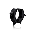Men's punk style black stainless steel huggie earring with four cone spikes - Style 8-18mm