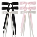 Set of 6 handmade ribbon bow hair clips in black, white and pink assorted colors - Style F Set of 6