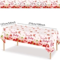 Pink strawberry party tablecloth with Sweet Baby print in 137x274cm plastic size - New Strawberry Tablecloth