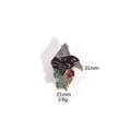 Detail of crow with rose enamel pin showing dimensions 31mm x 21mm and 3.6g weight - Crow Carrying Flower Style (M165#7)