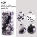30pcs 6cm Christmas ball set with black glitter and sequins in transparent PVC tube - 6cm 1 Bucket (30 Balls) / Black