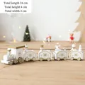 White and gold wooden Christmas train set with five carriages and festive figurines - 24CM White and Gold Mini Train