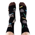 Détails de chaussettes en coton avec motif chat à nœud bleu et pelote sur fond blanc - Taille unique / Chat Britannique