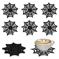 Lot de 8 dessous de verre toile d'araignée noirs pour décoration de table Halloween - Sous-verre Toile d'araignée / Lot de 12