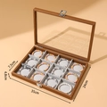 12-grid wooden jewelry box with glass lid for bracelets, 35x24cm storage case - Retro Wood Grain PU 12 Grids Box