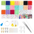 DIY jewelry kit with 24 colors of seed beads, alphabet charms and metal tools - Box 6 (28 Grids Mixed Kit)