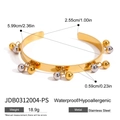 Bracciale rigido bicolore in acciaio inossidabile 18K con perline oro e argento lucido - Bracciale Rigido Aperto con Perle Bicolore Oro Argento(JDB0312004-PS)