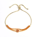 18K gold plated bolo bracelet with orange zircon flower and adjustable box chain - Gold with Orange Zircon