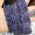 Strands of 2-3mm square blue faceted natural stone beads held by hand for jewelry DIY - 48-3mm Iolite (Natural)