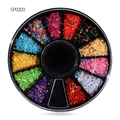 Nail art decoration set SP0203 featuring 12-grid wheel with colorful AB rhinestones - Multicolor Round Rhinestones (sp0203)