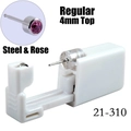 Disposable ear piercing gun with 4mm rose red crystal stud in 316L stainless steel - 4mm Steel & Rose