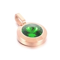 Rose gold round pendant with faceted green stone center on a clean white background - Green Gemstone Rose Gold Base (KP100713-K)