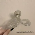 Elegant 11cm ribbon bow hair claw clip in translucent greyish brown acrylic - Glossy Bow Grey-11cm