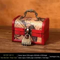 Vintage map printed wooden jewelry box with bronze handle and 3-digit combination lock - Yellow Map Handle + Combination Lock