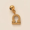 Detailed view of Libra zodiac pendant in gold with textured matte finish and bail - Frosted Libra Zodiac Sign