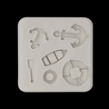 Light gray nautical silicone mold with anchors and lifebuoys for baking or DIY crafts - 1# Anchor Ocean Theme / Gray