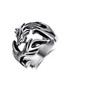 Leuchtender Drachenring in Antik-Silber-Optik mit detailliertem 3D-Relief-Design - Einstellbar Offen / Schlichter Drachenring
