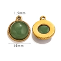 Green natural stone pendant with 14mm round gold-plated stainless steel frame for DIY jewelry - Large (14mm) / Green Aventurine