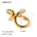Anillo abierto de acero inoxidable dorado 18k con diseño de ondas entrelazadas ajustable - Estilo de Torsión Minimalista