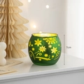 7cm green glass Christmas candle holder with golden snowflake patterns for home decor - Style B / Green