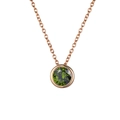 Collana in oro rosa con ciondolo in zircone verde rotondo con castone a ghiera - Agosto Verde Chiaro - Oro