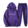 Purple California fleece hoodie and jogger pants set in size M for casual wear - S / Purple