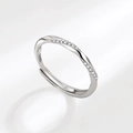 Minimalistischer S925 Silber Mobius Ring mit Zirkonia in eleganter Silberausführung - Einstellbar Offen / Weißgold (Damen)
