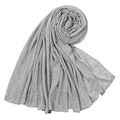 Detailed view of grey jersey fabric texture and soft drape on a minimalist long scarf - Silver Grey