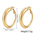 Polished 18K gold plated hollow hoop earrings with size 3.6x3.4cm and hinge closure - Pointed Snap Hollow (MS-014) / Gold
