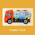 Educational wooden 3D oil tanker truck puzzle with numbered colorful pieces for kids - Tanker Truck