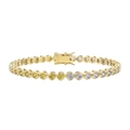 Luxurious 925 silver tennis bracelet with yellow and white zircons in 18K gold plating - 3mm / 14K Gold Plated / 19cm