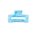 Light blue marble pattern rectangular hair claw clip with glossy acetate finish - 8.5CM Rectangular-Blue
