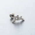Zilveren kroon oorkraakbeen stud van titanium staal met sprankelende zirkonia stenen - Prachtige Kroonvorm Stijl (A46-4#)