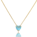 Detailed view of heart-shaped blue gemstone pendant with elegant gold chain necklace - Necklace-Blue