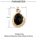 Detailed macro view showing the 11mm by 7mm oval black stone pendant in gold frame - VG839-Gold Oval Black Stone (Pack of 3)