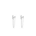 S925 sterling silver snake earrings with green eyes and dangling fringe chain style - 925 Silver / Silver