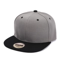 Detail of gray camo flat brim baseball cap with black visor and snapback sticker - Adult Size (58cm) / Light Grey with Black Brim