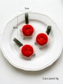 Three Christmas felt flower hair clips with red, white, green colors and small bells - Bell / Set of 3 / Red