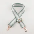 Adjustable wide canvas replacement strap in mint green and silver stripes with gold buckles - A20 Stripe Silver Silk