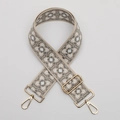 Ethnic wide shoulder strap with gray and white geometric jacquard and gold metal hooks - No. 495 Silver Hook