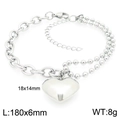 Pulsera con colgante de corazón plateado con cadena mixta y dije corazón de 18x14mm - Pulsera Color Acero (KB203273-Z)