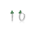 S925 sterling silver geometric flower hoop earrings with green stones and white diamonds - Platinum Green Zirconia