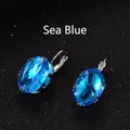 Elegante seeblaue Ohrringe mit ovalem Zirkonia und Silberhaken für Damen - Aqua
