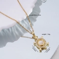 18K gold plated necklace with colorful tortoise pendant and white hexagonal gemstone inlay - Gold / White Shell Turtle