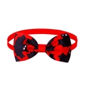 Halloween pet bow tie with red bats and white eyeballs print on black and red ribbon - Red Base Black Bat