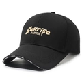 Classic black cotton baseball cap with Sunrise SUNSET embroidery and SPORT brim detail - Adjustable / Black with Gold Embroidery