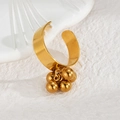Macro detail of golden metal ring featuring a cluster of spherical bead charms on top - Metal Ball Cluster Pendant (R791-yz)